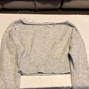 Garage Light Gray Off-the-Shoulder Sweater